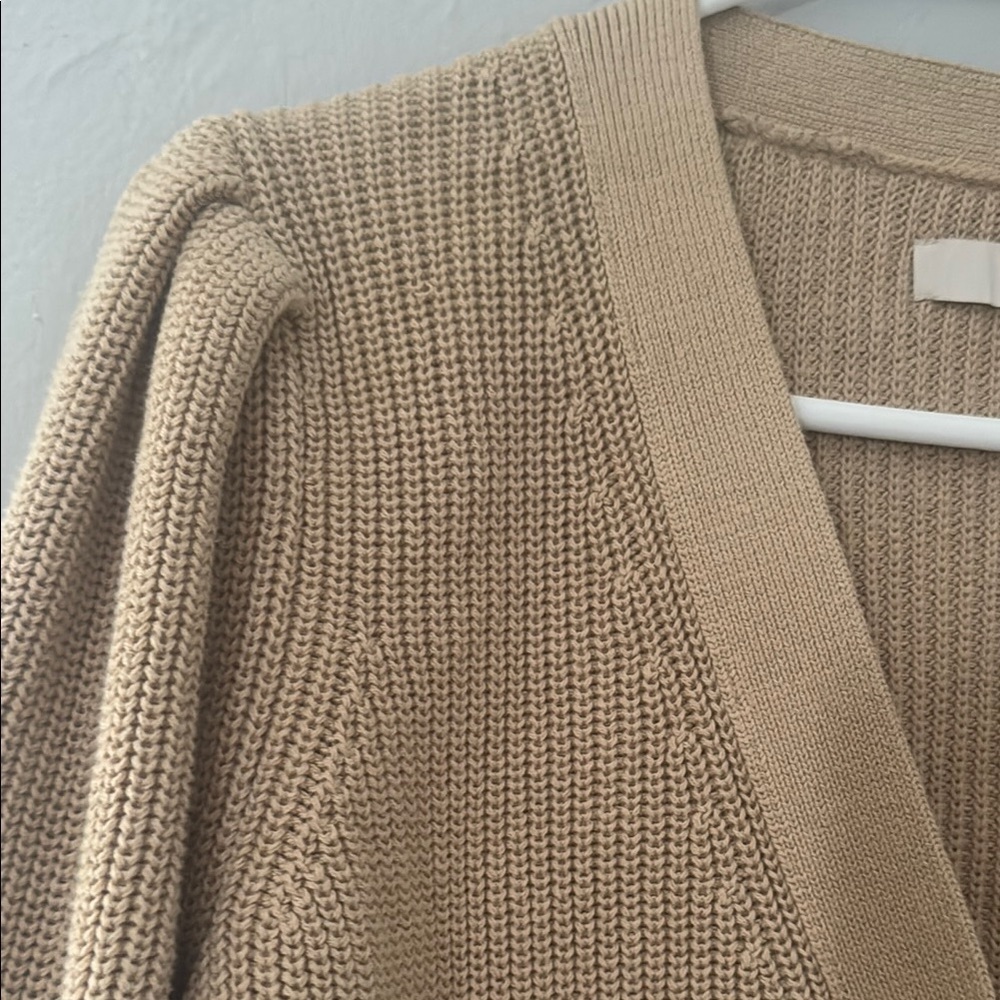 LOFT Cream Cardigan Sweater with Ribbed Knit 148 - Picture 4 of 6